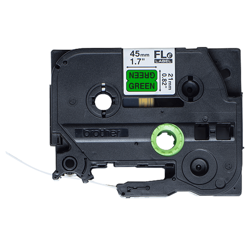 Brother FLe-7511 gestanzte Bandkassette - Schwarz auf Grün, 21mm breit 2